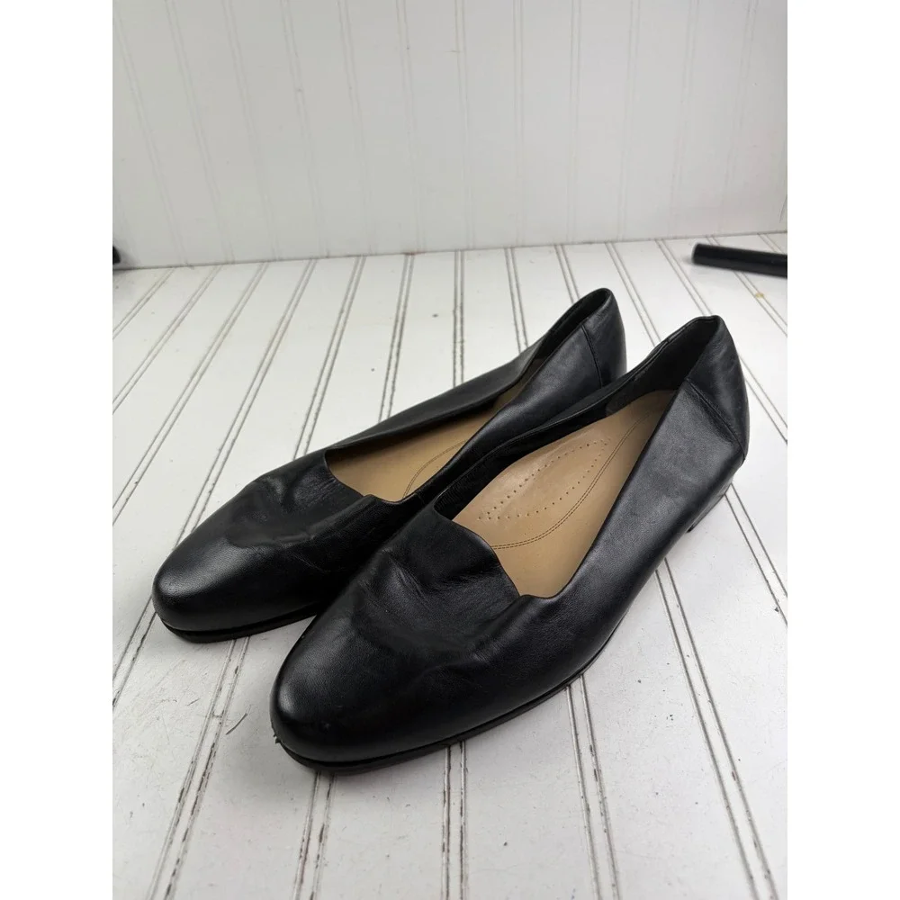 Trotters Vintage Y2K Black Leather Pointed Toe Loafers Flats Women's Size 13M